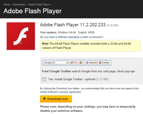 Internet Explorer 64 bit - Adobe Flash Player