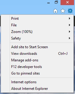 Internet Explorer 10, user interface, buttons, settings, tools
