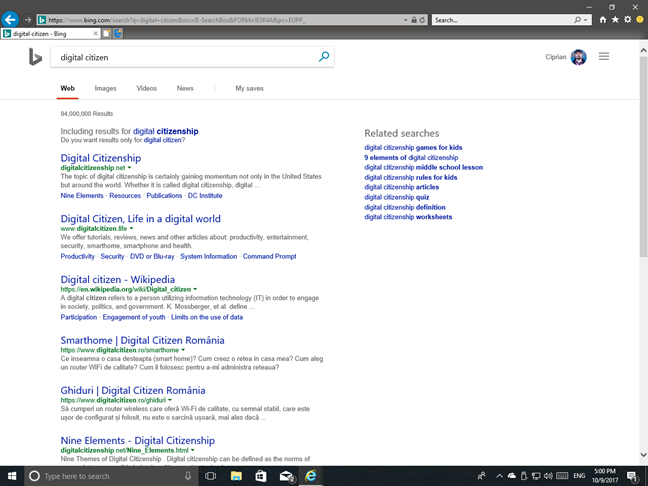 Internet Explorer, search engine