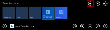 Internet Explorer 11, touch, version, Windows 8.1, favorites, add, remove, edit