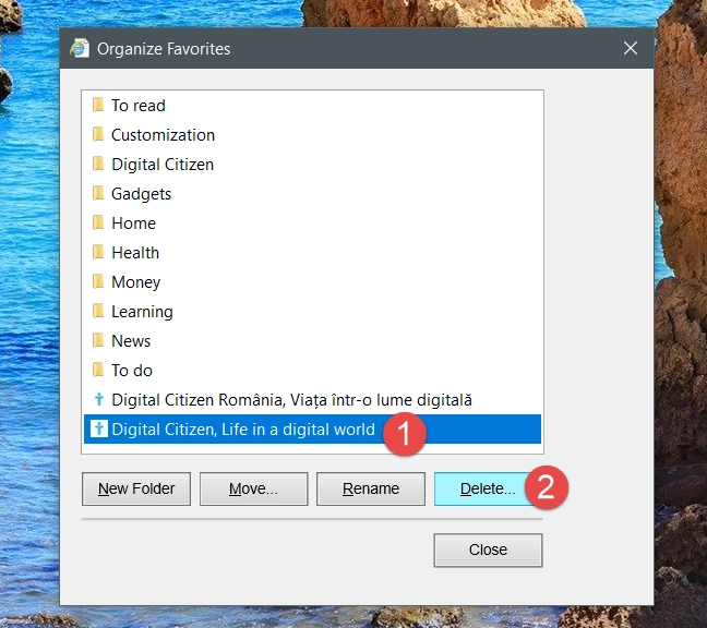 Internet Explorer, favorites