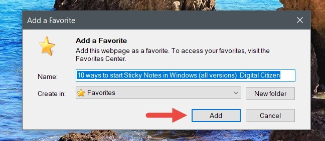 Internet Explorer, favorites