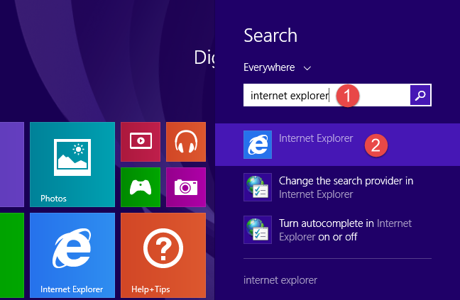 Internet Explorer, Windows, start