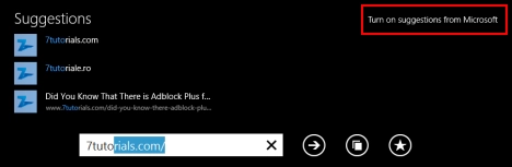 Internet Explorer 11, touch, version, Windows 8.1, enhanced, suggestions, turn on, turn off