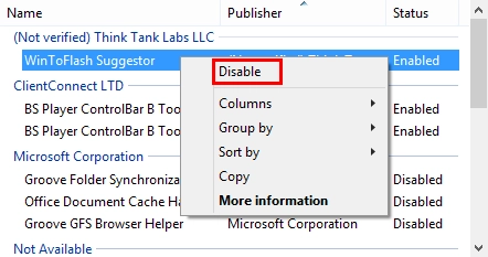 Internet Explorer, remove, enable, disable, add-on, add-ons, extensions