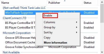 Internet Explorer, remove, enable, disable, add-on, add-ons, extensions