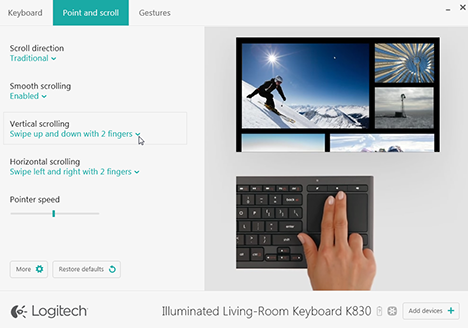 Logitech, K830, Illuminated, Living-Room, Keyboard