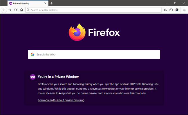 Explorer - Private Browsing window