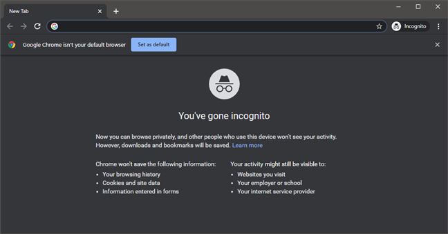 Chrome - Incognito window