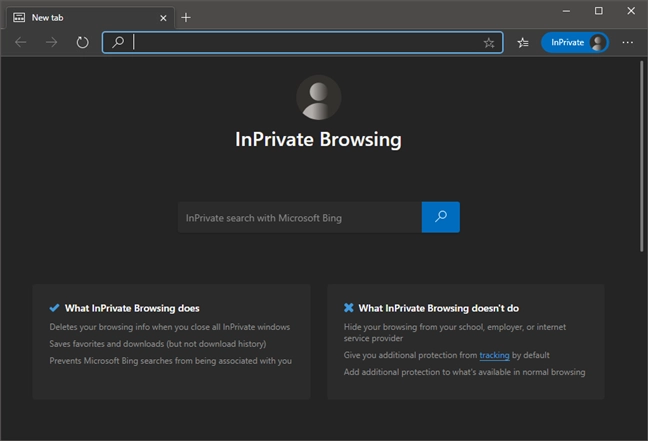 Edge - InPrivate Browsing window