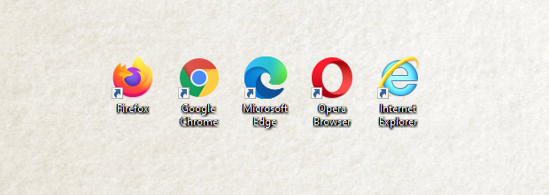 The browsers used: Firefox, Chrome, Edge, Opera, Internet Explorer