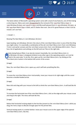 Android, Microsoft Word, documents, insert, text boxes, links, comments