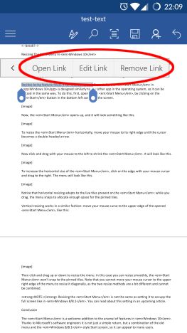 Android, Microsoft Word, documents, insert, text boxes, links, comments