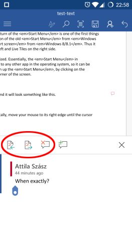 Android, Microsoft Word, documents, insert, text boxes, links, comments