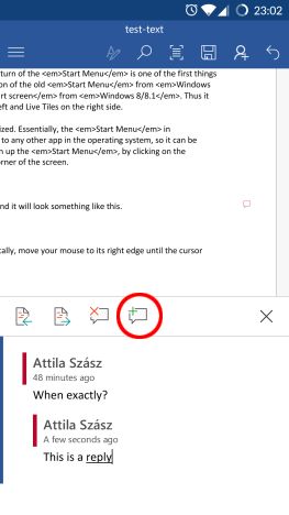 Android, Microsoft Word, documents, insert, text boxes, links, comments