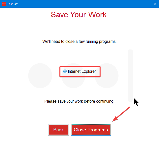 LastPass installer for Internet Explorer add-on warning for running programs