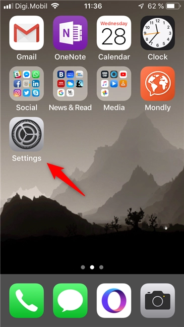 The Settings icon on an iPhone's screen