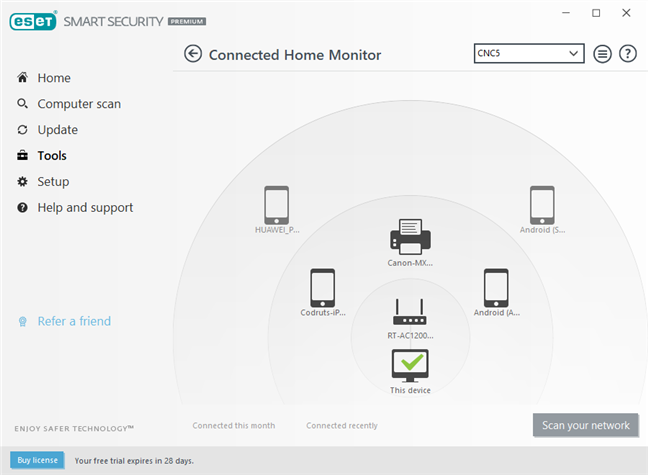 The Connected Home Monitor from ESET Smart Security Premium