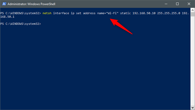 set ip address netsh