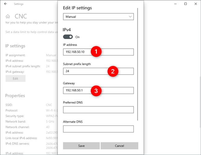 change ip address in windows