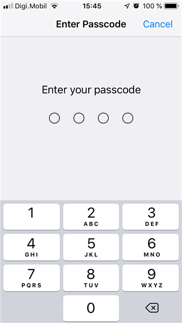 iOS requires the passcode to continue