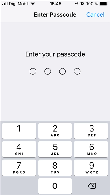 iOS requires the passcode to continue