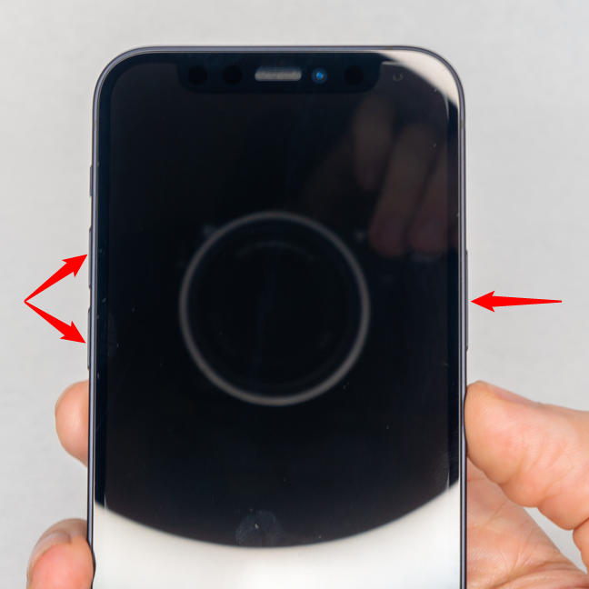 Press and hold one of the Volume buttons and the Side button to power off your iPhone