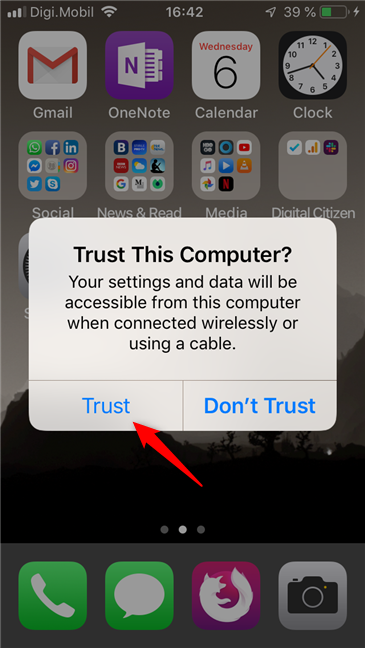 Answering the Trust This Computer? Question on the iPhone