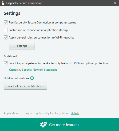 Kaspersky Secure Connection, VPN