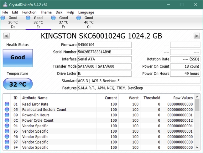 Information about the Kingston KC600 1 TB 2.5&quot; SATA SSD