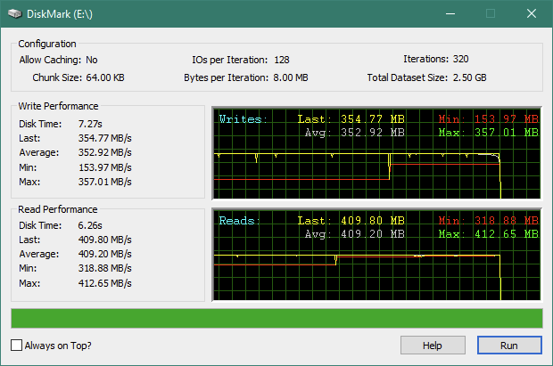 Kingston KC600 2.5&quot; SATA SSD: DiskMark benchmark results