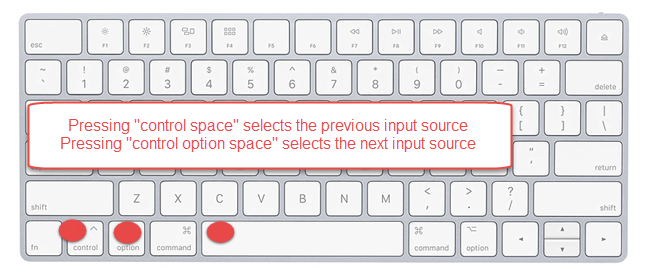Keyboard shortcuts for switching the keyboard input language