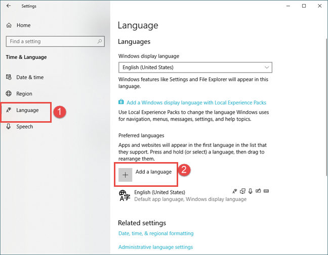 how to add or remove keyboard input language in windows 10
