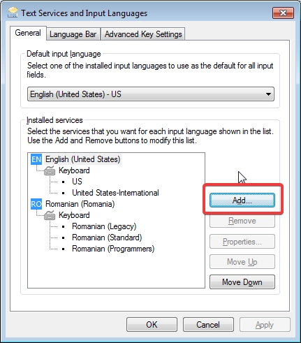 Adding a new input language in Windows 7