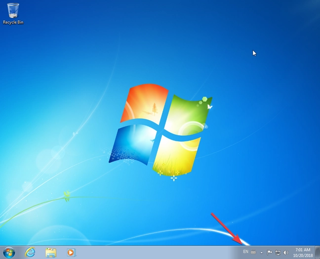 Language bar docked on the taskbar from Windows 7