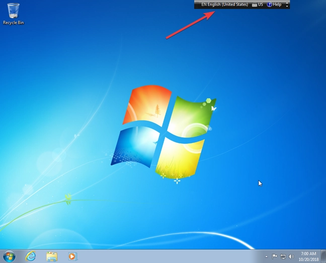 Floating language bar on Windows 7 desktop