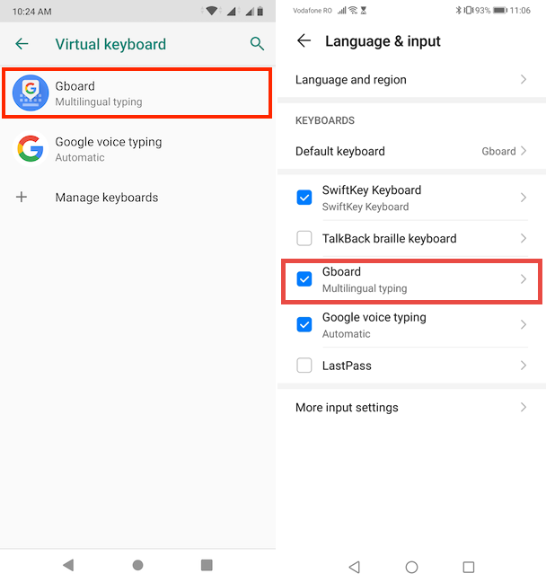 Tapping on Gboard opens its settings