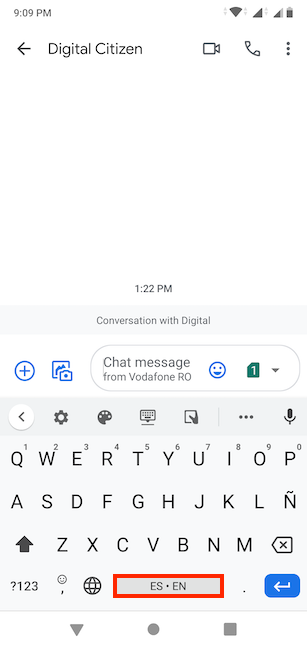 Our Android's Gboard after switching to Spanish