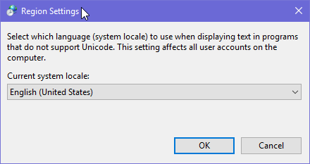 non-Unicode Programs, language, Windows