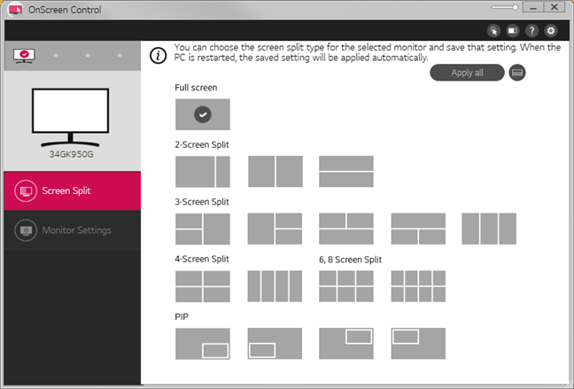 OnScreen Control for LG 34GK950G