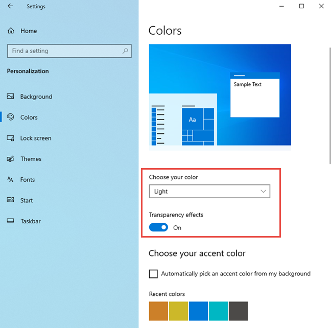 Enabling the Light Mode in Windows 10