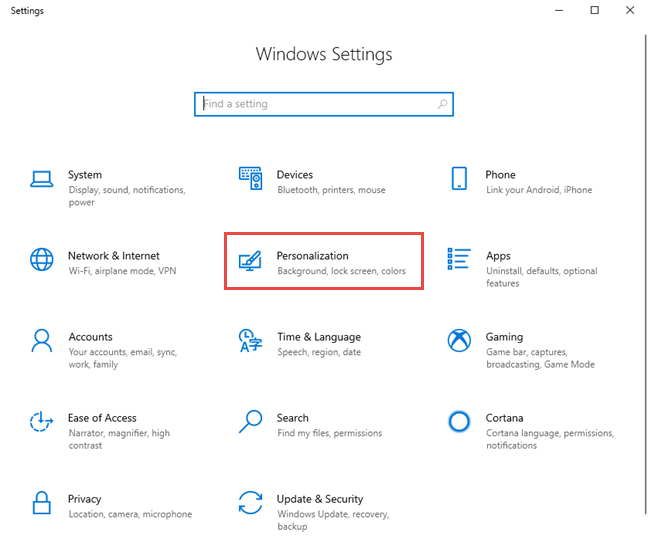 The Settings app in Windows 10