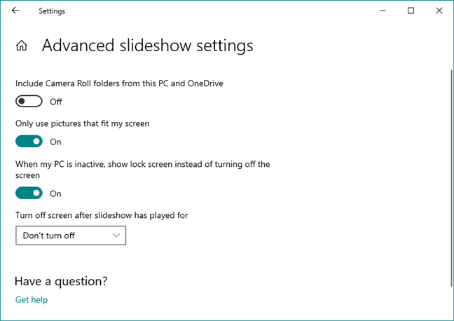 Advanced slideshow settings