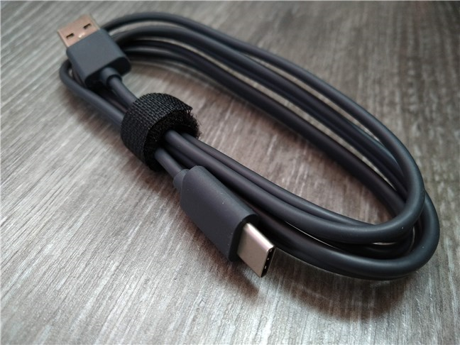 The Logitech MX Master 3 mouse charges via a USB Type-A to Type-C cable