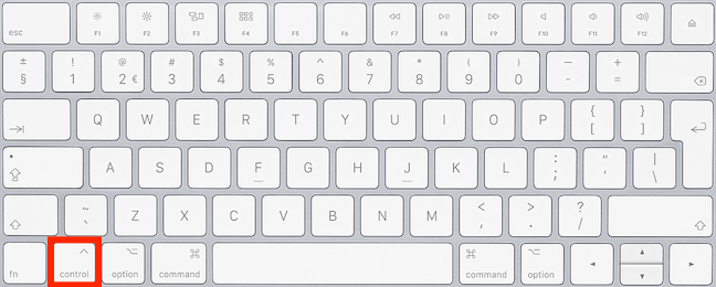 The Control button on a Mac keyboard