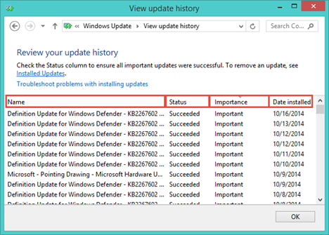 Windows Update, review, updates, hidden, restore