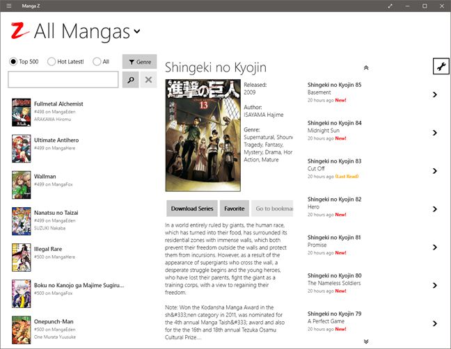 Windows 10, manga, reading, apps, free, comics