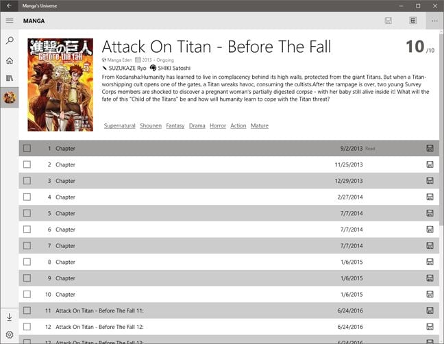 Windows 10, manga, reading, apps, free, comics