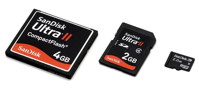 CompactFlash, SD, and microSD cards