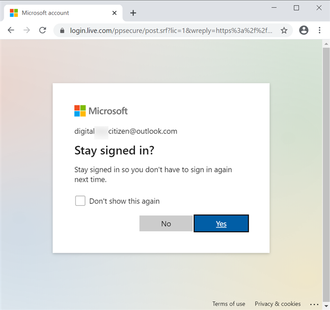 Your browser can keep your signed in